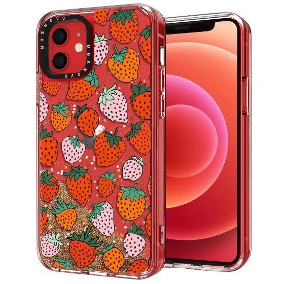 Pretty Strawberries Glitter Phone Case - iPhone 12 Case - MOSNOVO