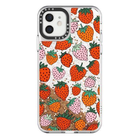 Pretty Strawberries Glitter Phone Case - iPhone 12 Mini Case - MOSNOVO