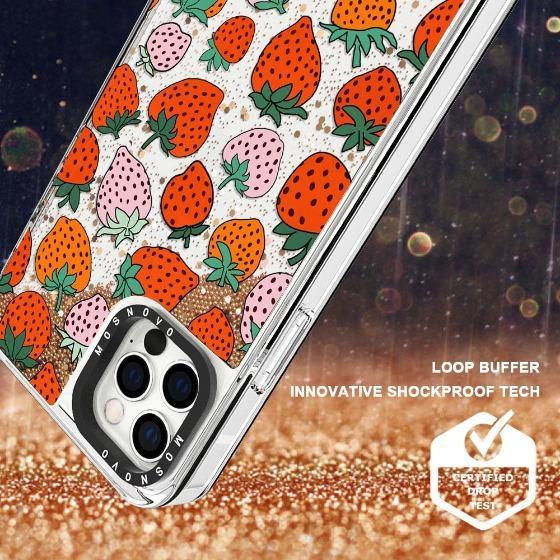 Pretty Strawberries Glitter Phone Case - iPhone 12 Pro Case - MOSNOVO