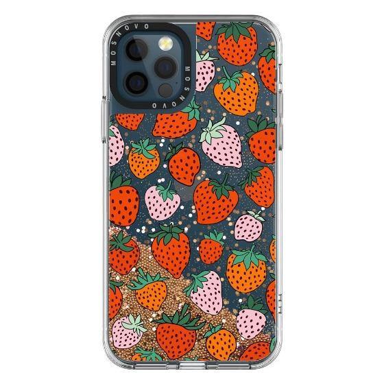 Pretty Strawberries Glitter Phone Case - iPhone 12 Pro Max Case - MOSNOVO