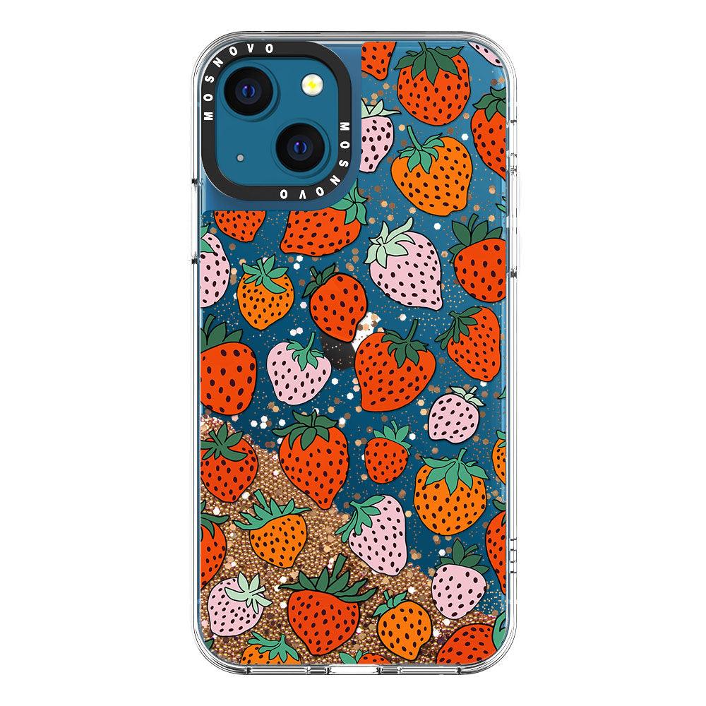 Pretty Strawberries Glitter Phone Case - iPhone 13 Case - MOSNOVO