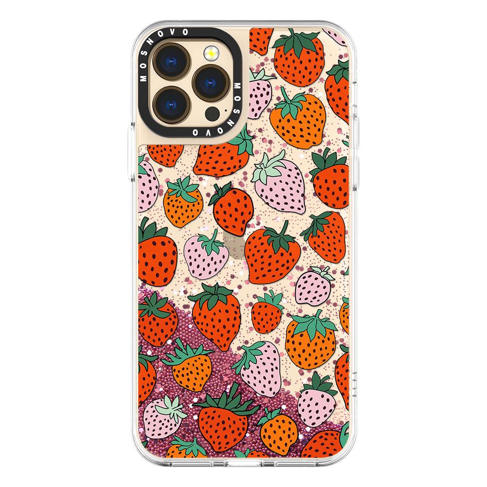 Pretty Strawberries Glitter Phone Case - iPhone 13 Pro Max Case - MOSNOVO