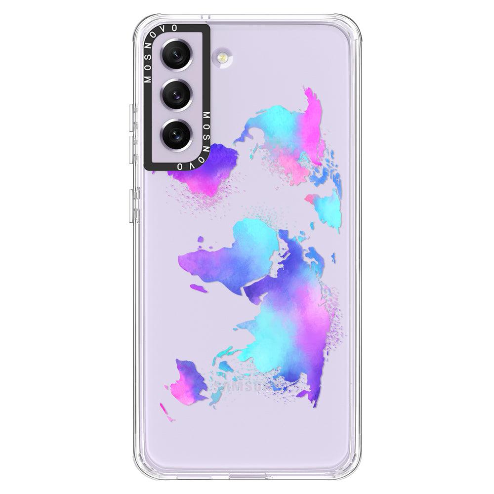 Psychedelic World Map Phone Case - Samsung Galaxy S21 FE Case - MOSNOVO