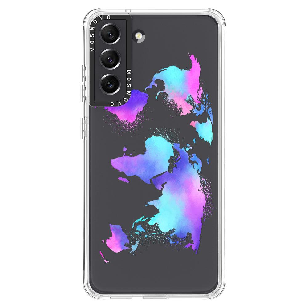Psychedelic World Map Phone Case - Samsung Galaxy S21 FE Case - MOSNOVO