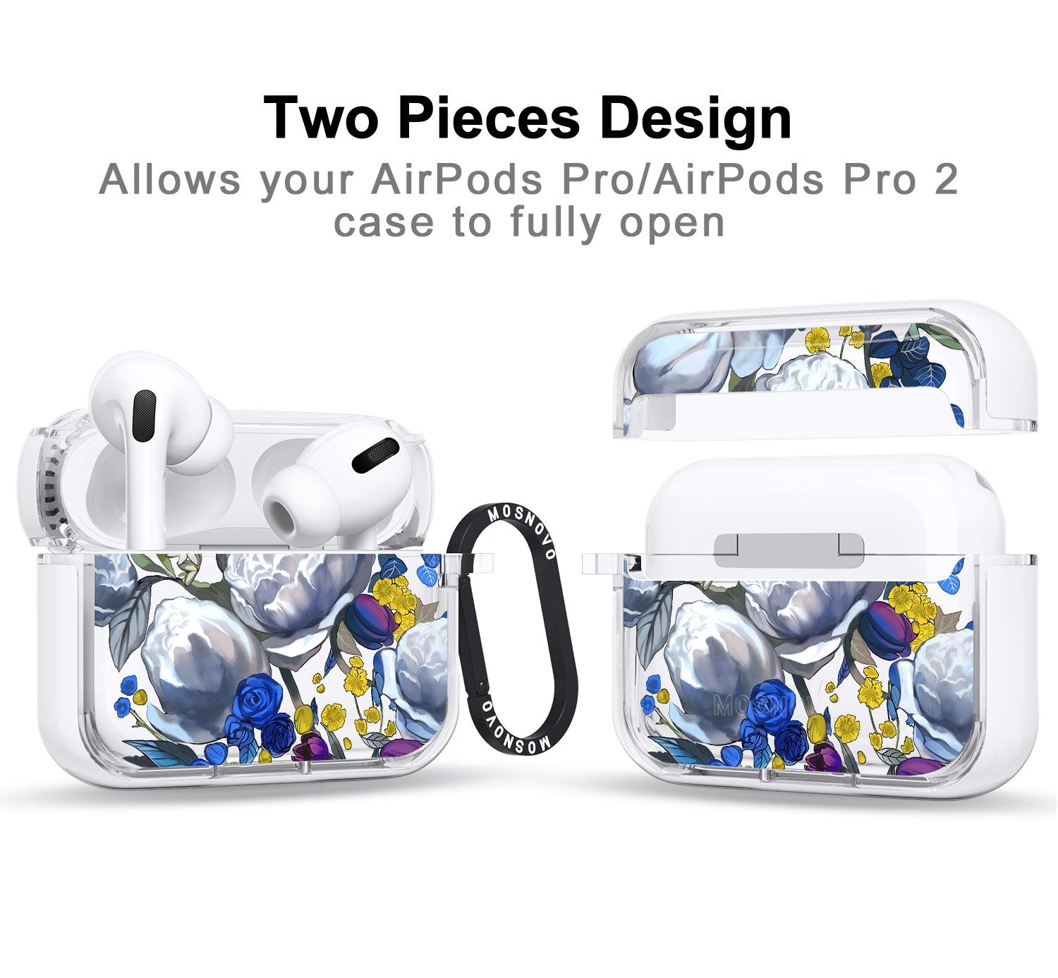Purple Blue Floral AirPods Pro 2 Case (2nd Generation) - MOSNOVO