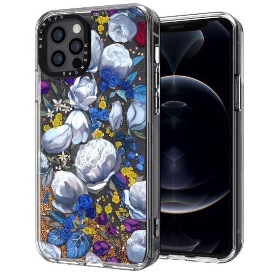 Purple Blue Floral Glitter Phone Case - iPhone 12 Pro Case - MOSNOVO
