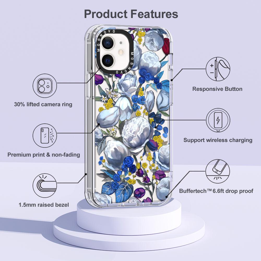 Purple Blue Floral Phone Case - iPhone 12 Case - MOSNOVO