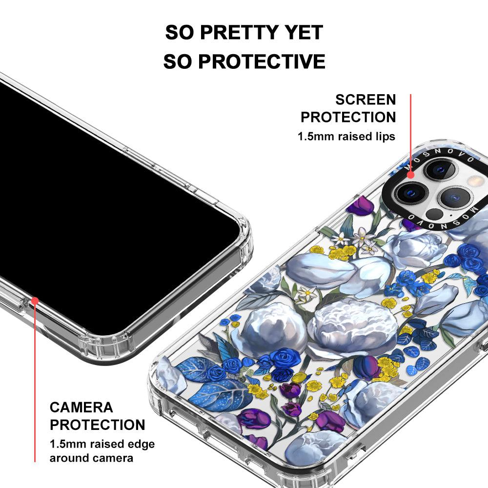 Purple Blue Floral Phone Case - iPhone 12 Pro Case - MOSNOVO