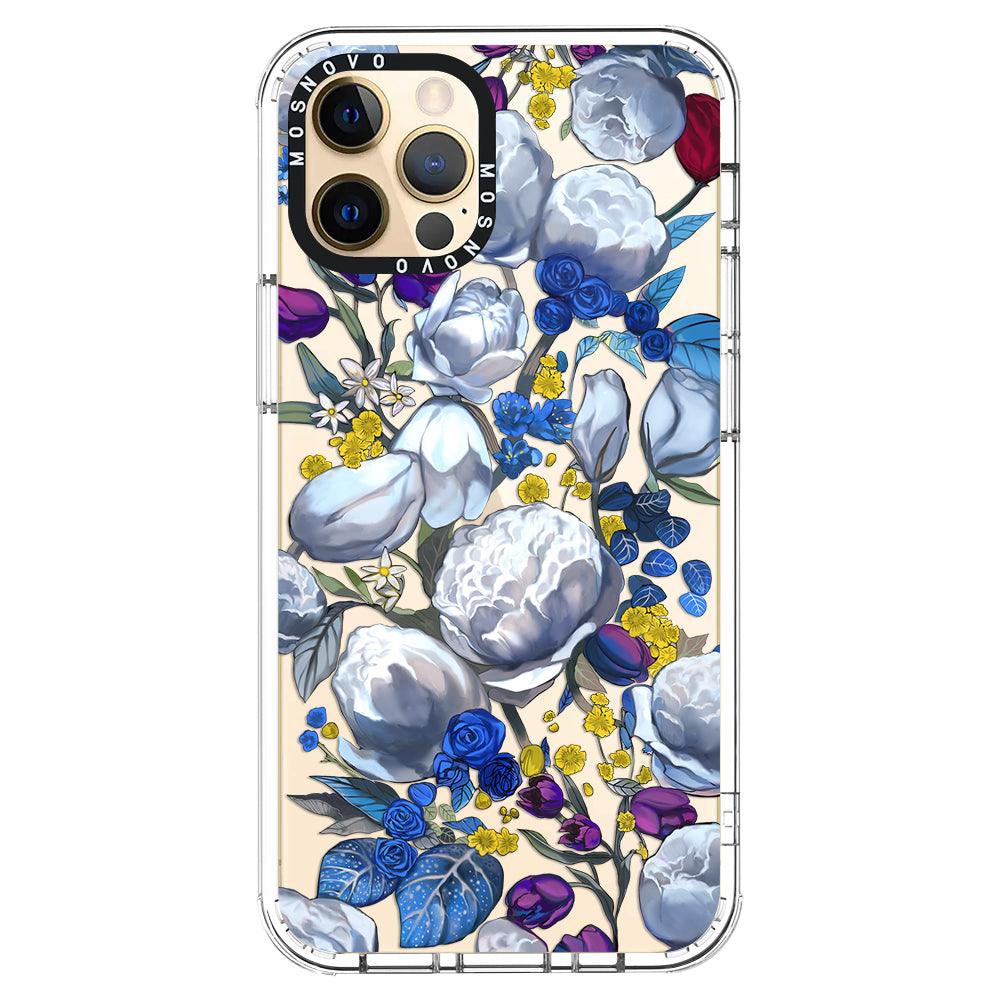 Purple Blue Floral Phone Case - iPhone 12 Pro Max Case - MOSNOVO