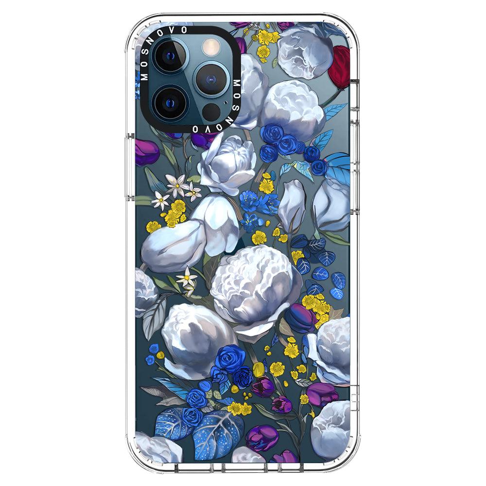 Purple Blue Floral Phone Case - iPhone 12 Pro Max Case - MOSNOVO