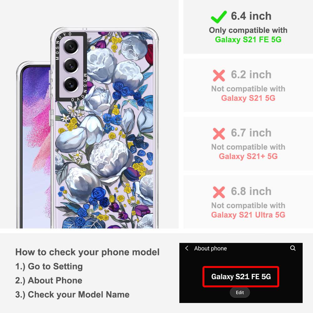 Purple Blue Floral Phone Case - Samsung Galaxy S21 FE Case - MOSNOVO