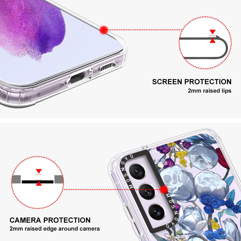 Purple Blue Floral Phone Case - Samsung Galaxy S21 FE Case - MOSNOVO