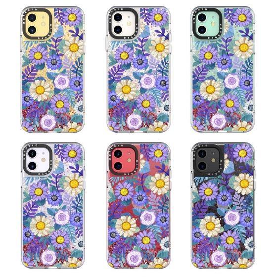 Purple Floral Glitter Phone Case - iPhone 11 Case