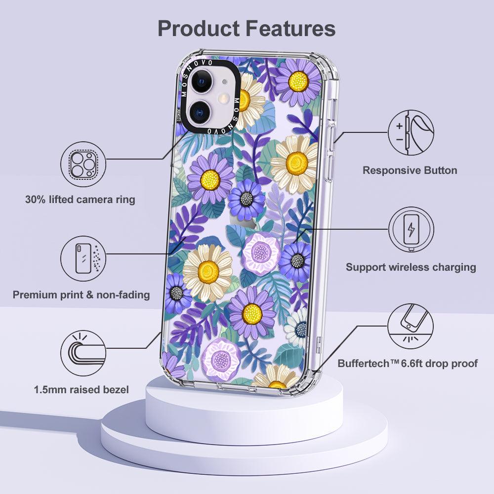 Purple Floral Phone Case - iPhone 11 Case - MOSNOVO