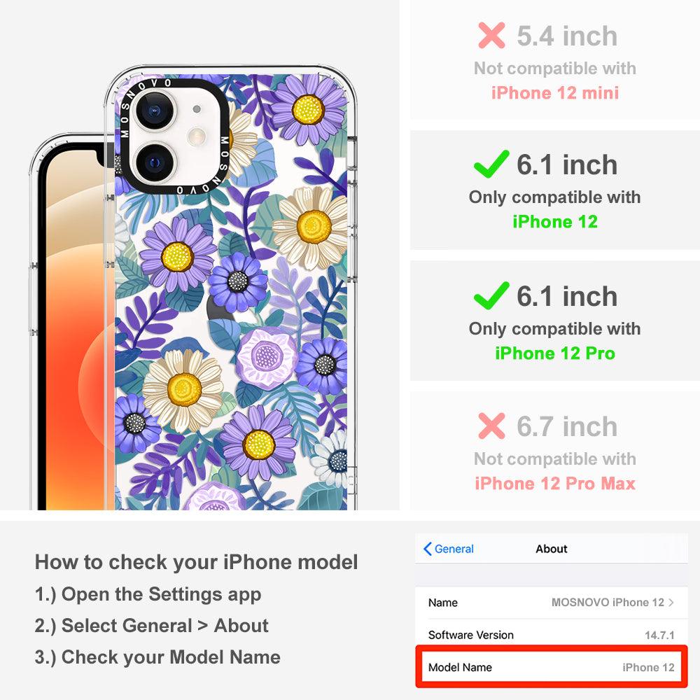 Purple Floral Phone Case - iPhone 12 Case - MOSNOVO