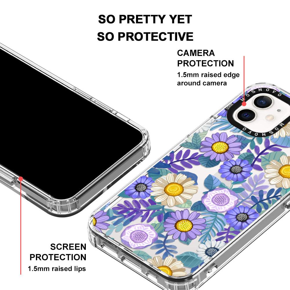 Purple Floral Phone Case - iPhone 12 Case - MOSNOVO