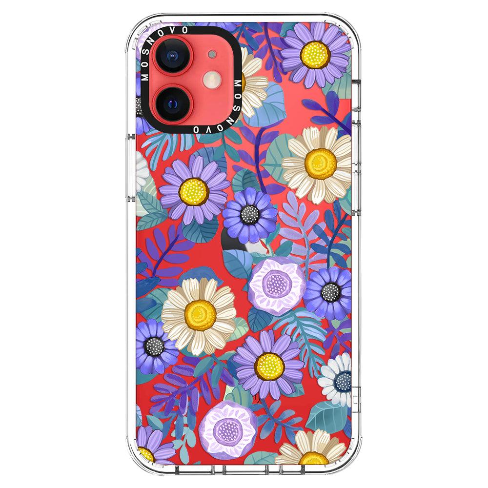 Purple Floral Phone Case - iPhone 12 Mini Case - MOSNOVO