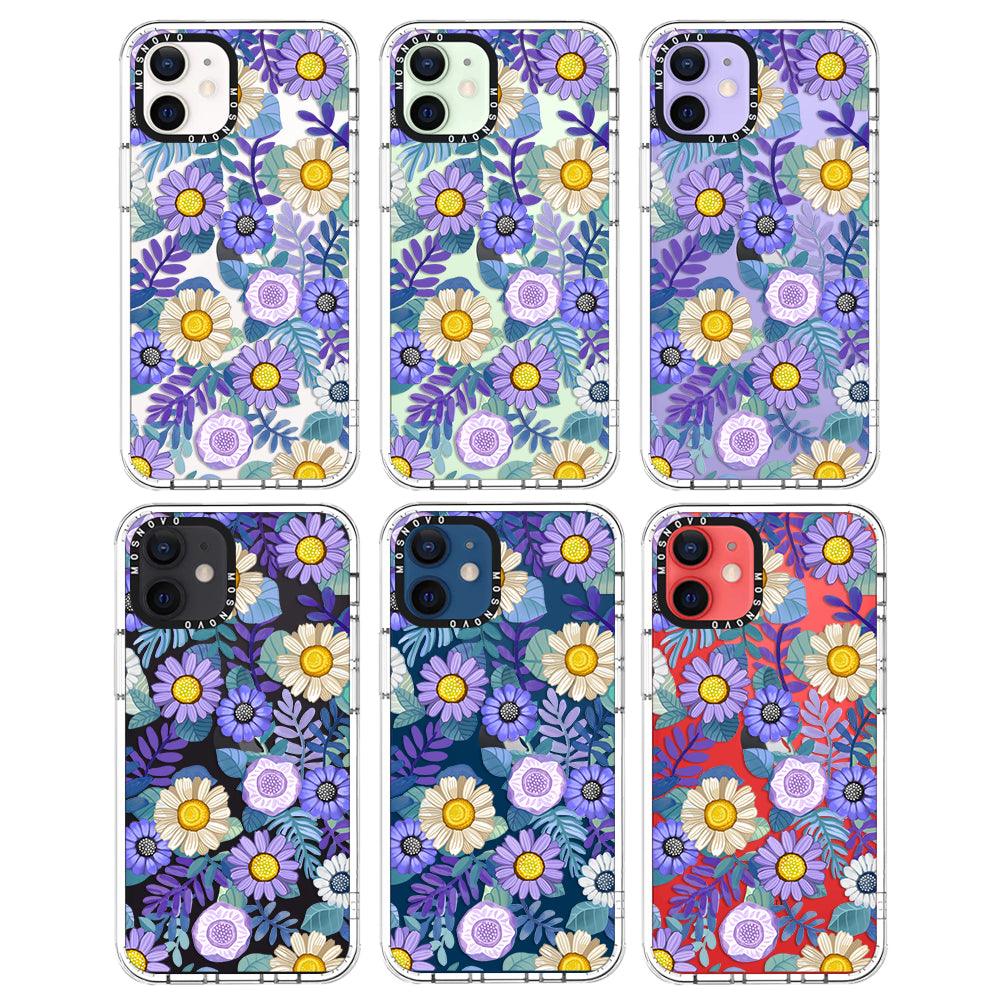 Purple Floral Phone Case - iPhone 12 Mini Case - MOSNOVO