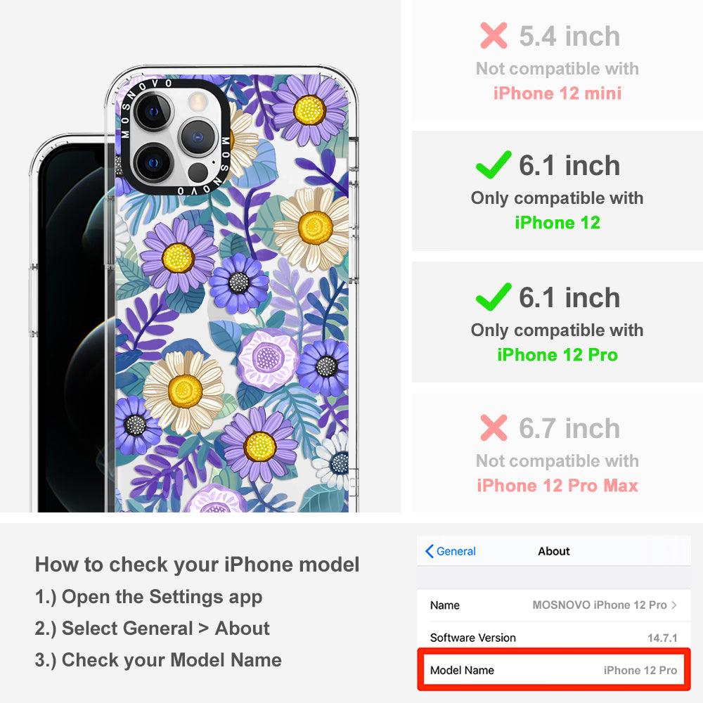 Purple Floral Phone Case - iPhone 12 Pro Case - MOSNOVO