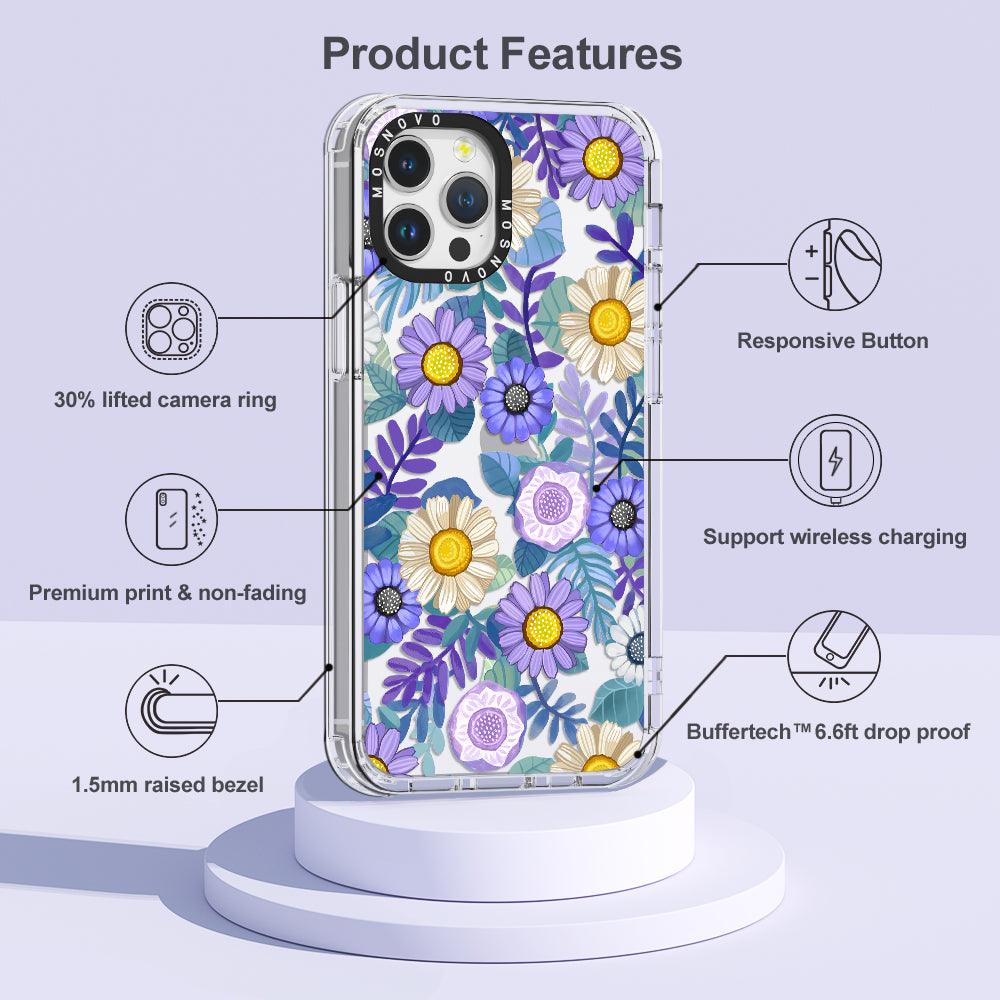 Purple Floral Phone Case - iPhone 12 Pro Max Case - MOSNOVO