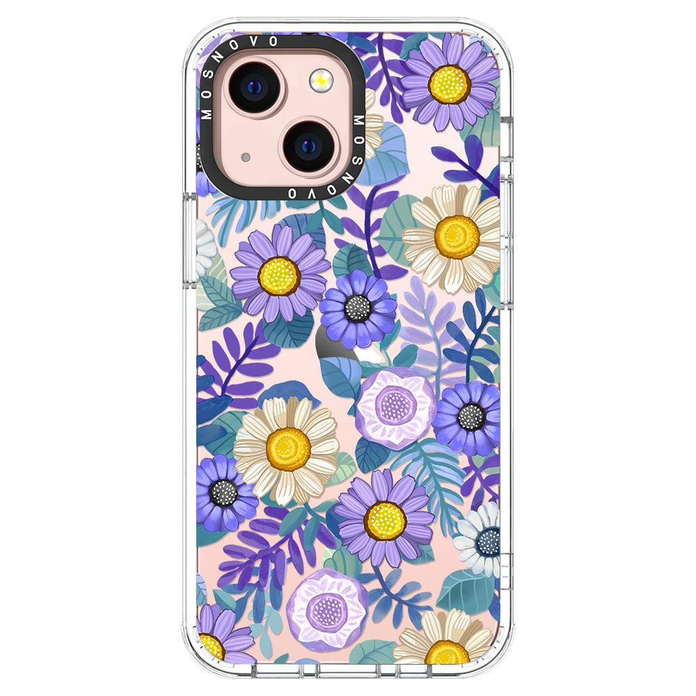 Purple Floral Phone Case - iPhone 13 Mini Case - MOSNOVO