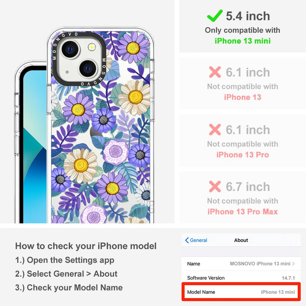 Purple Floral Phone Case - iPhone 13 Mini Case - MOSNOVO