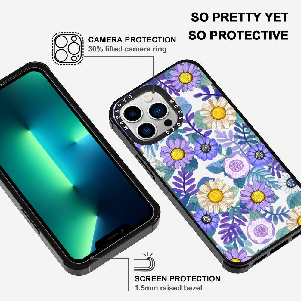 Purple Floral Phone Case - iPhone 13 Pro Case - MOSNOVO