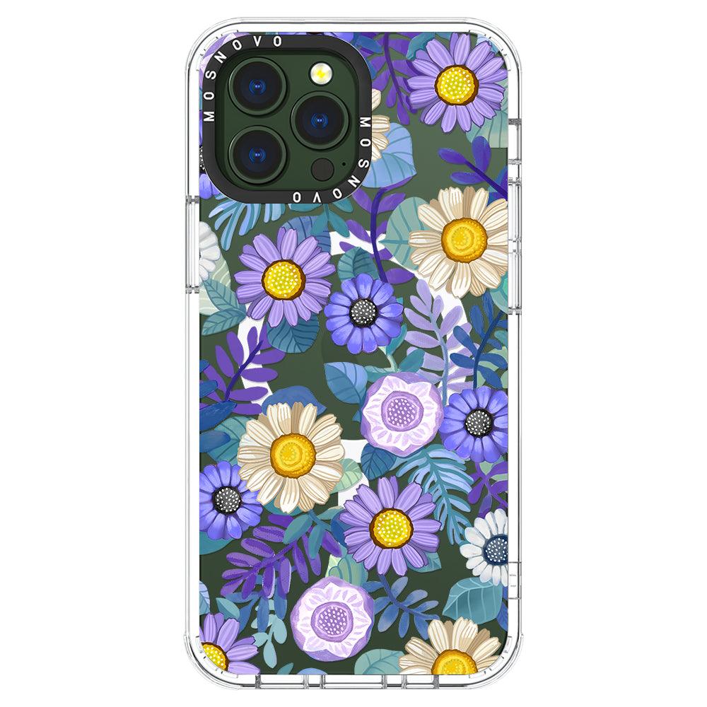 Purple Floral Phone Case - iPhone 13 Pro Max Case - MOSNOVO