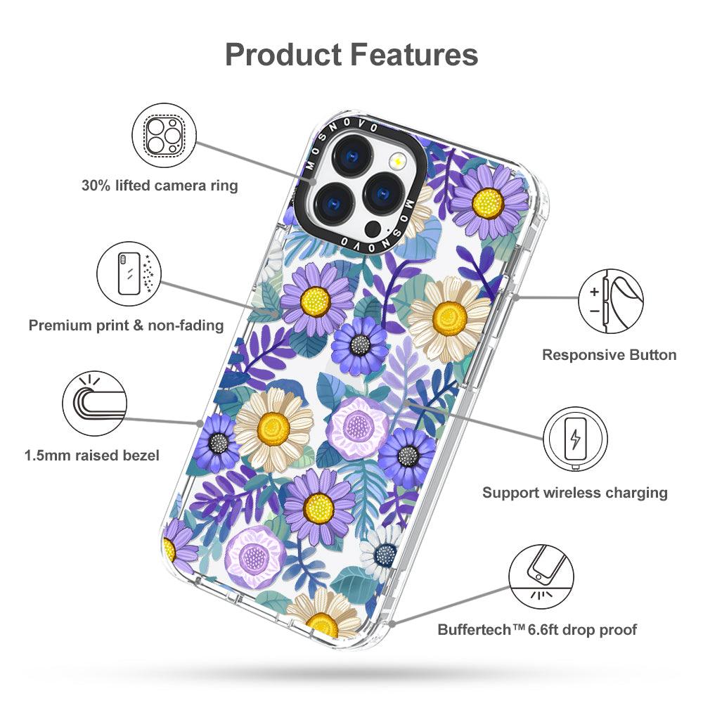 Purple Floral Phone Case - iPhone 13 Pro Max Case - MOSNOVO