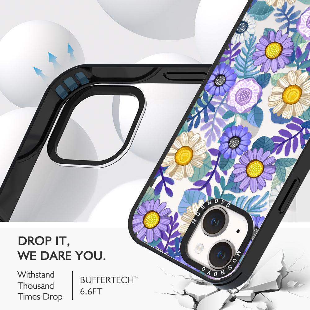 Purple Floral Phone Case - iPhone 14 Case - MOSNOVO