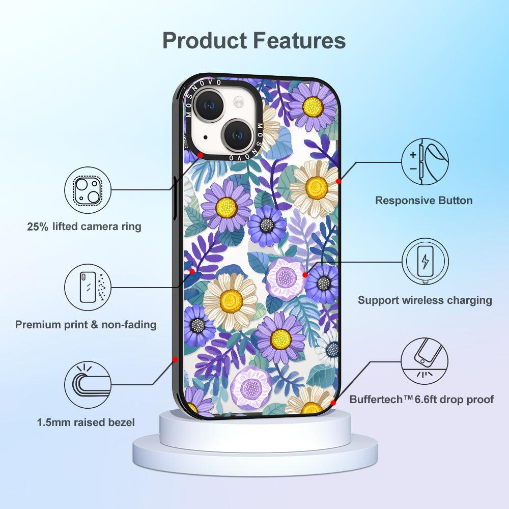Purple Floral Phone Case - iPhone 14 Case - MOSNOVO
