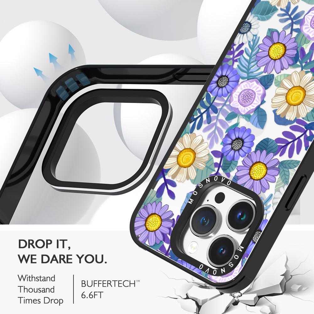 Purple Floral Phone Case - iPhone 14 Pro Case - MOSNOVO