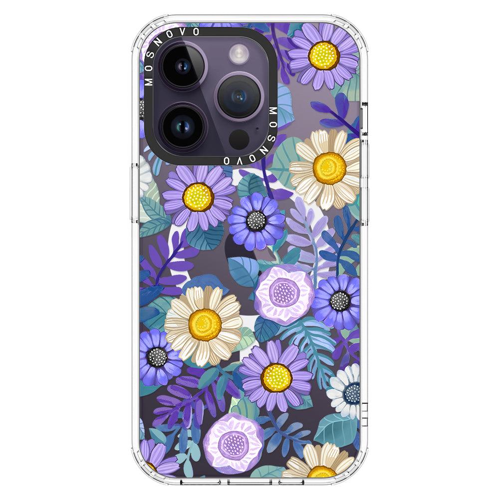 Purple Floral Phone Case - iPhone 14 Pro Case - MOSNOVO