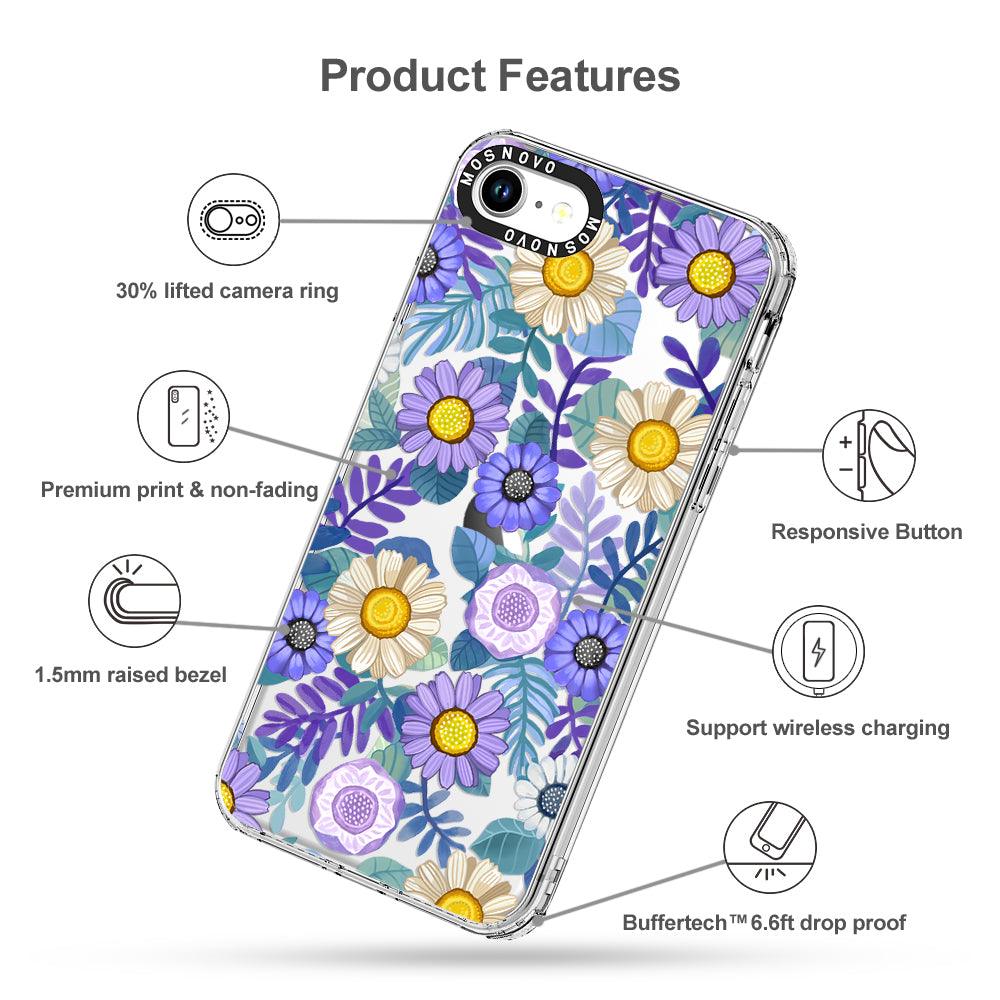 Purple Floral Phone Case - iPhone SE 2022 Case - MOSNOVO