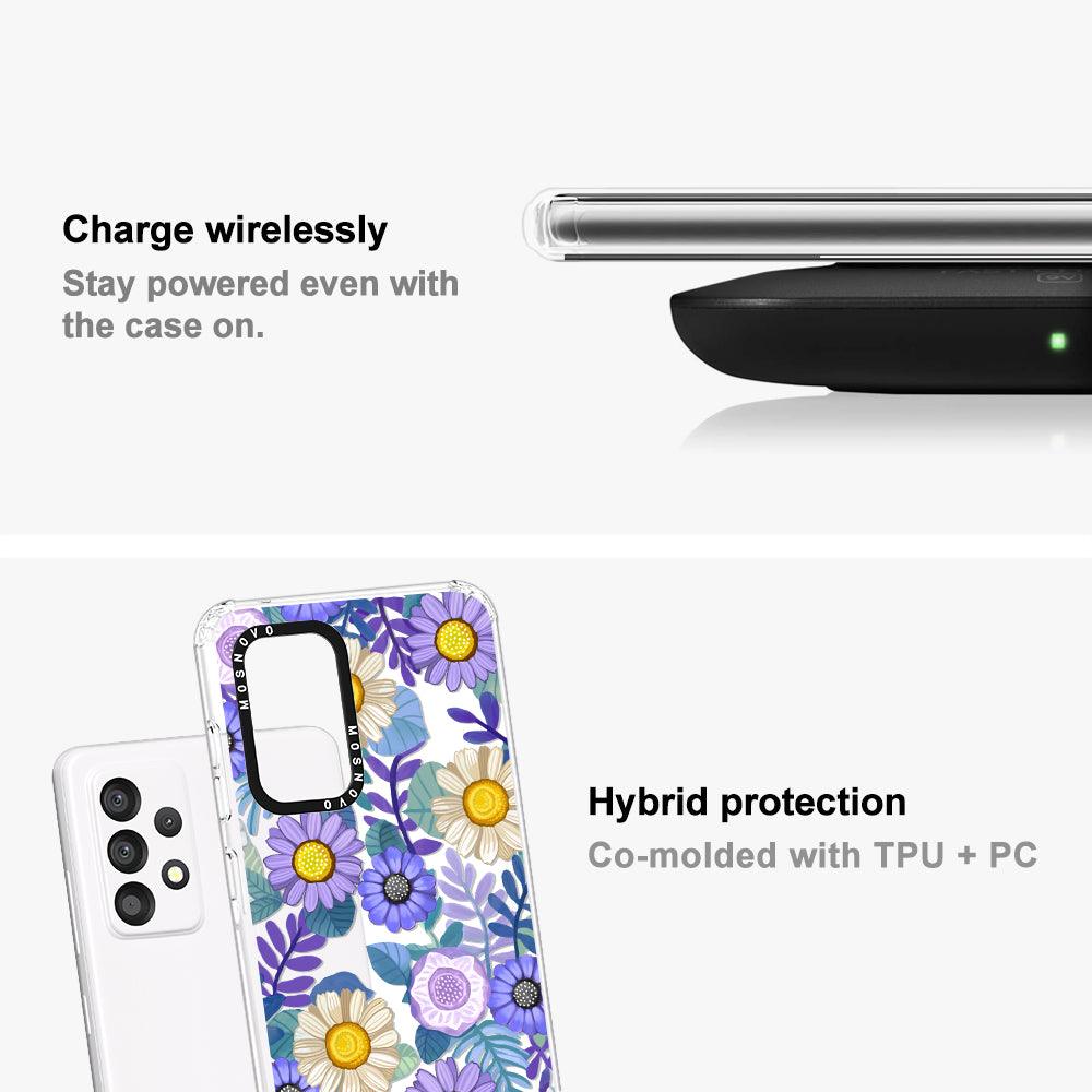 Purple Floral Phone Case - Samsung Galaxy A52 & A52s Case - MOSNOVO