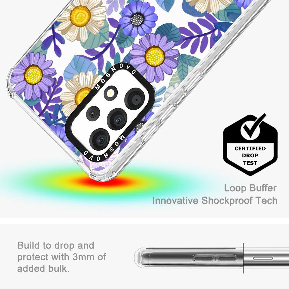 Purple Floral Phone Case - Samsung Galaxy A53 Case - MOSNOVO