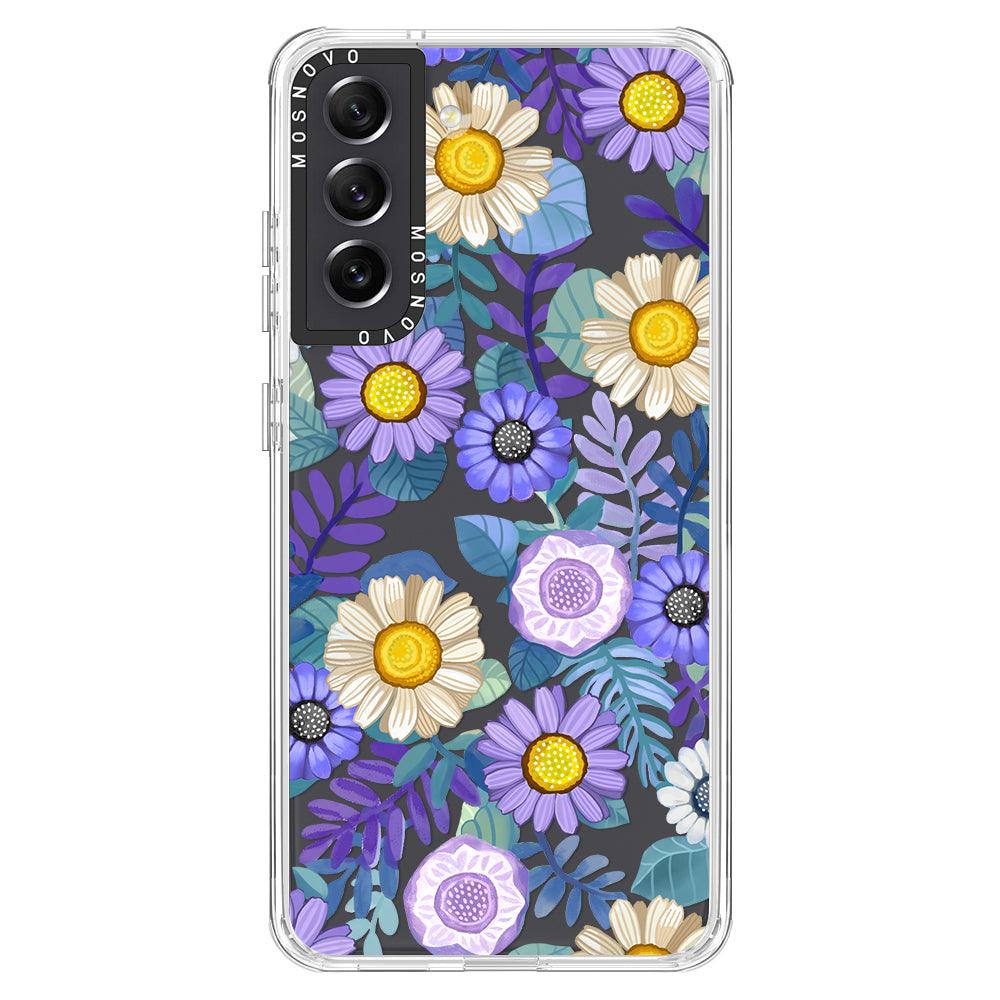 Purple Floral Phone Case - Samsung Galaxy S21 FE Case - MOSNOVO