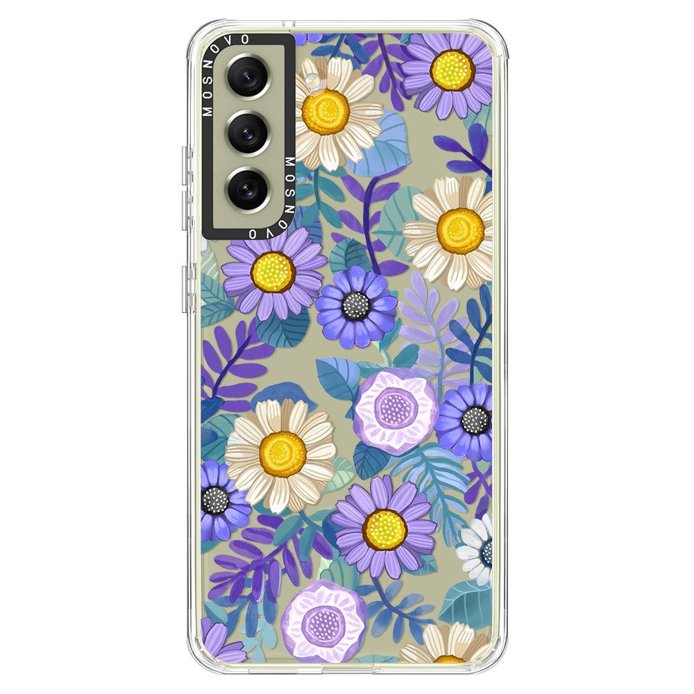 Purple Floral Phone Case - Samsung Galaxy S21 FE Case - MOSNOVO