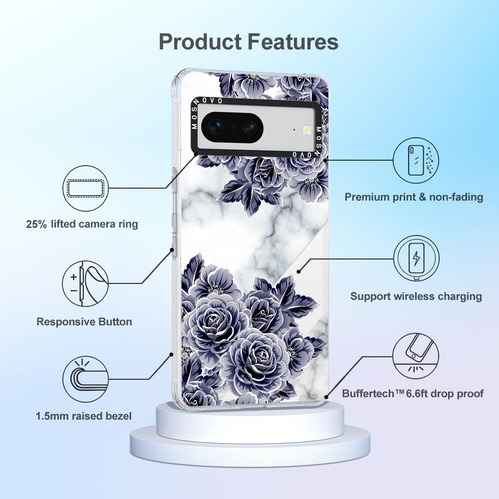 Purple Flower Marble Phone Case - Google Pixel 7 Case - MOSNOVO