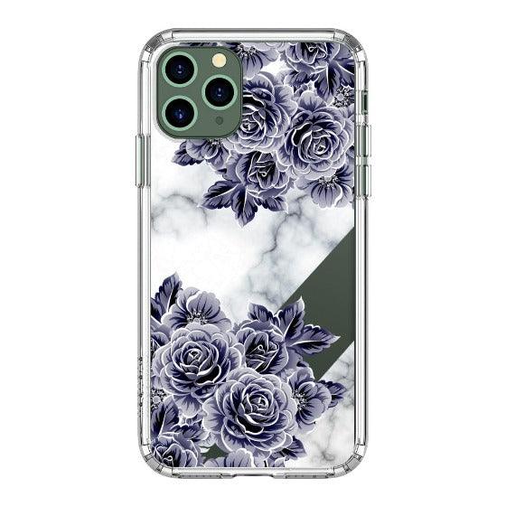Marble with Purple Flowers Phone Case - iPhone 11 Pro Max Case - MOSNOVO