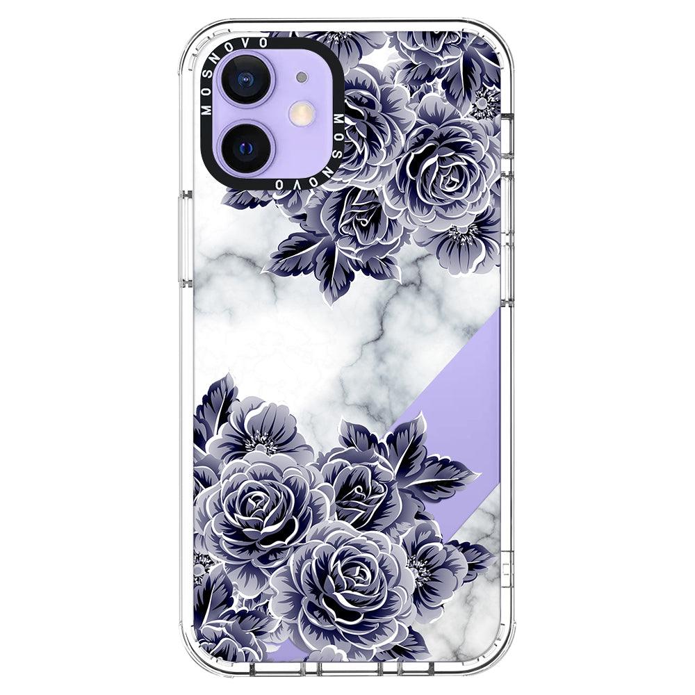 Purple Flower Marble Phone Case - iPhone 12 Mini Case - MOSNOVO