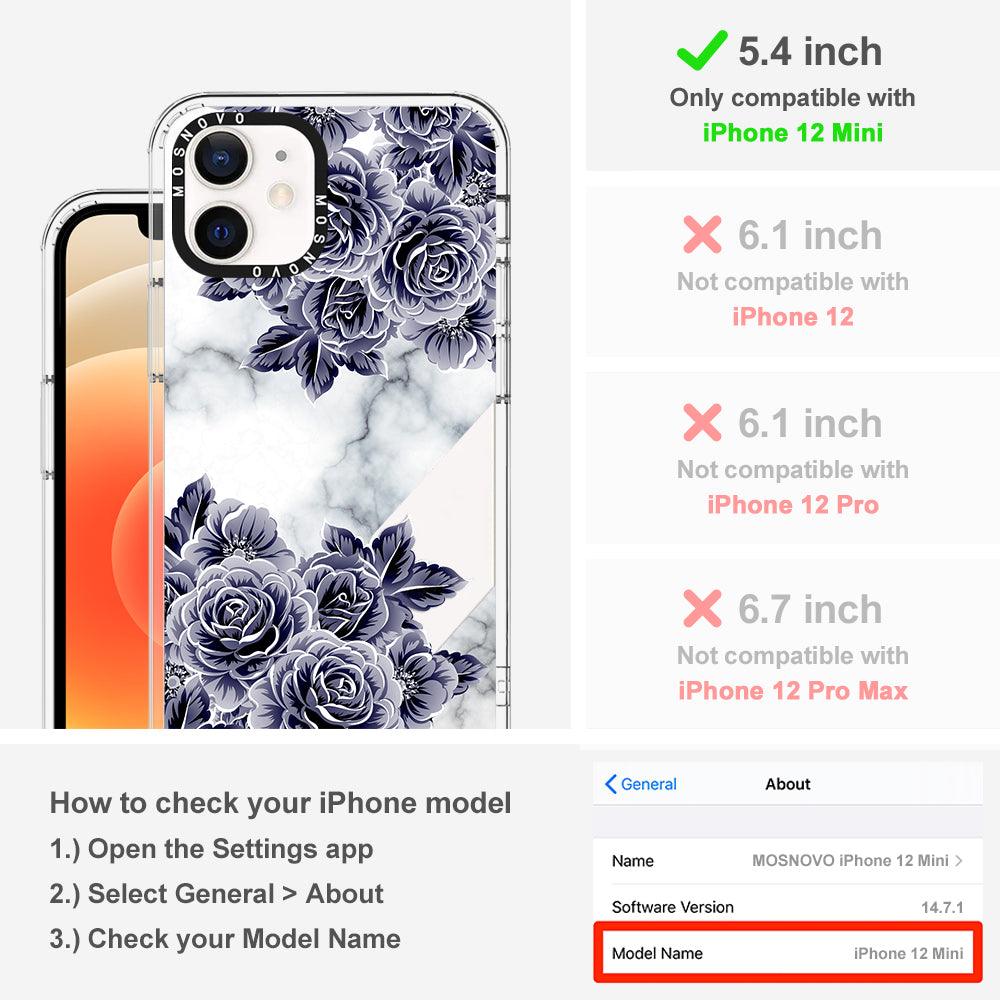 Purple Flower Marble Phone Case - iPhone 12 Mini Case - MOSNOVO