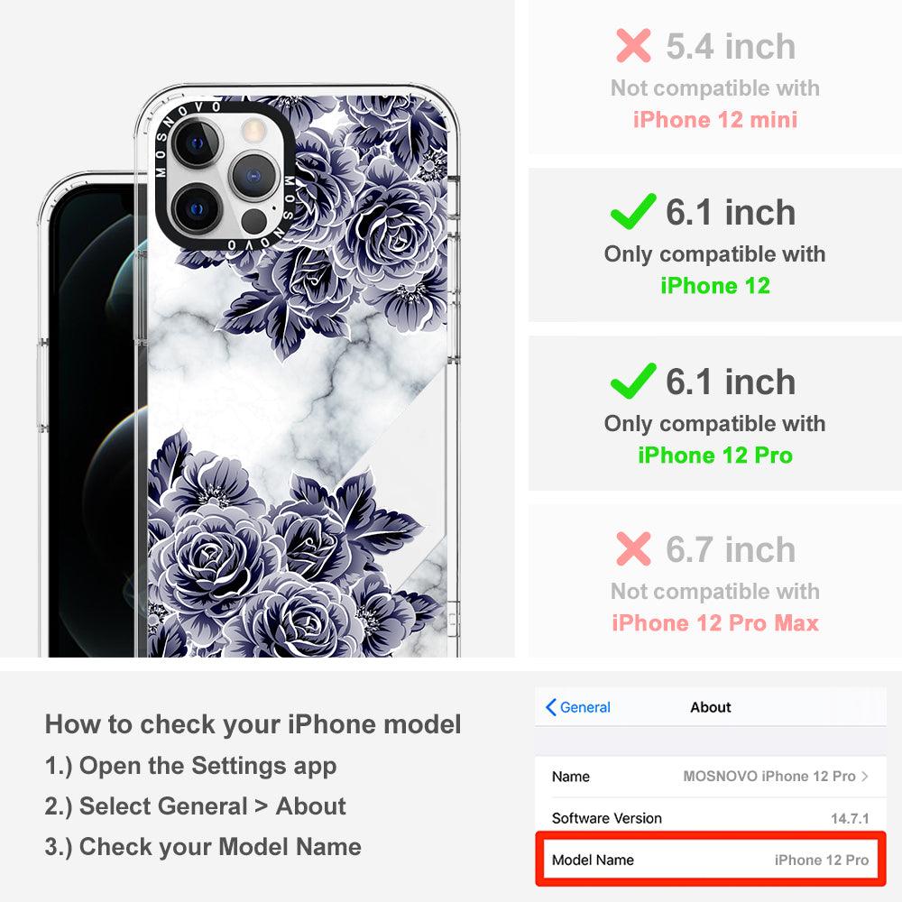 Marble with Purple Flowers Phone Case - iPhone 12 Pro Case - MOSNOVO