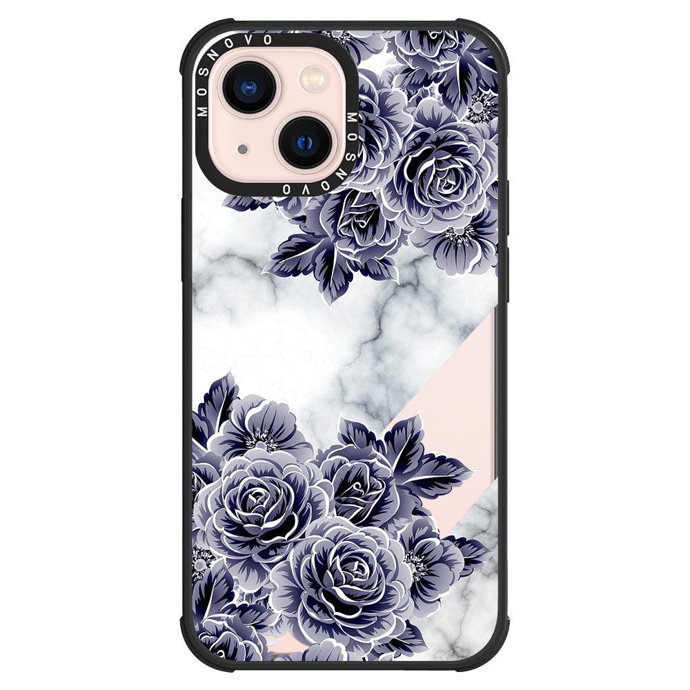 Marble with Purple Flowers Phone Case - iPhone 13 Case - MOSNOVO