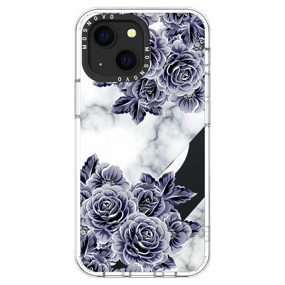 Marble with Purple Flowers Phone Case - iPhone 13 Case - MOSNOVO