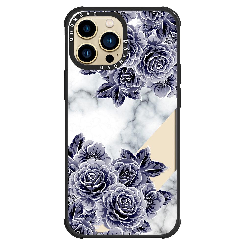 Marble with Purple Flowers Phone Case - iPhone 13 Pro Max Case - MOSNOVO