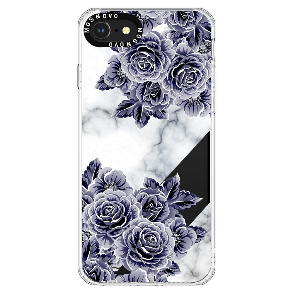 Marble with Purple Flowers Phone Case - iPhone 7 Case - MOSNOVO
