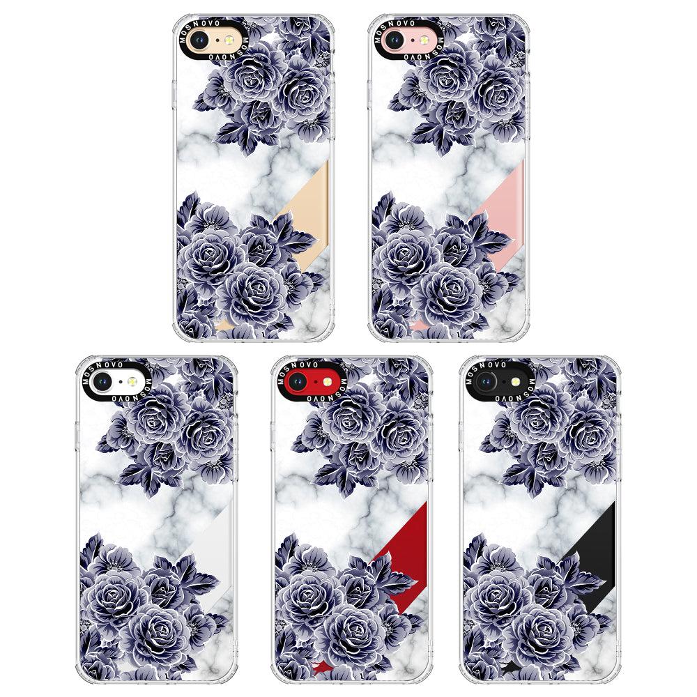 Marble with Purple Flowers Phone Case - iPhone 7 Case - MOSNOVO
