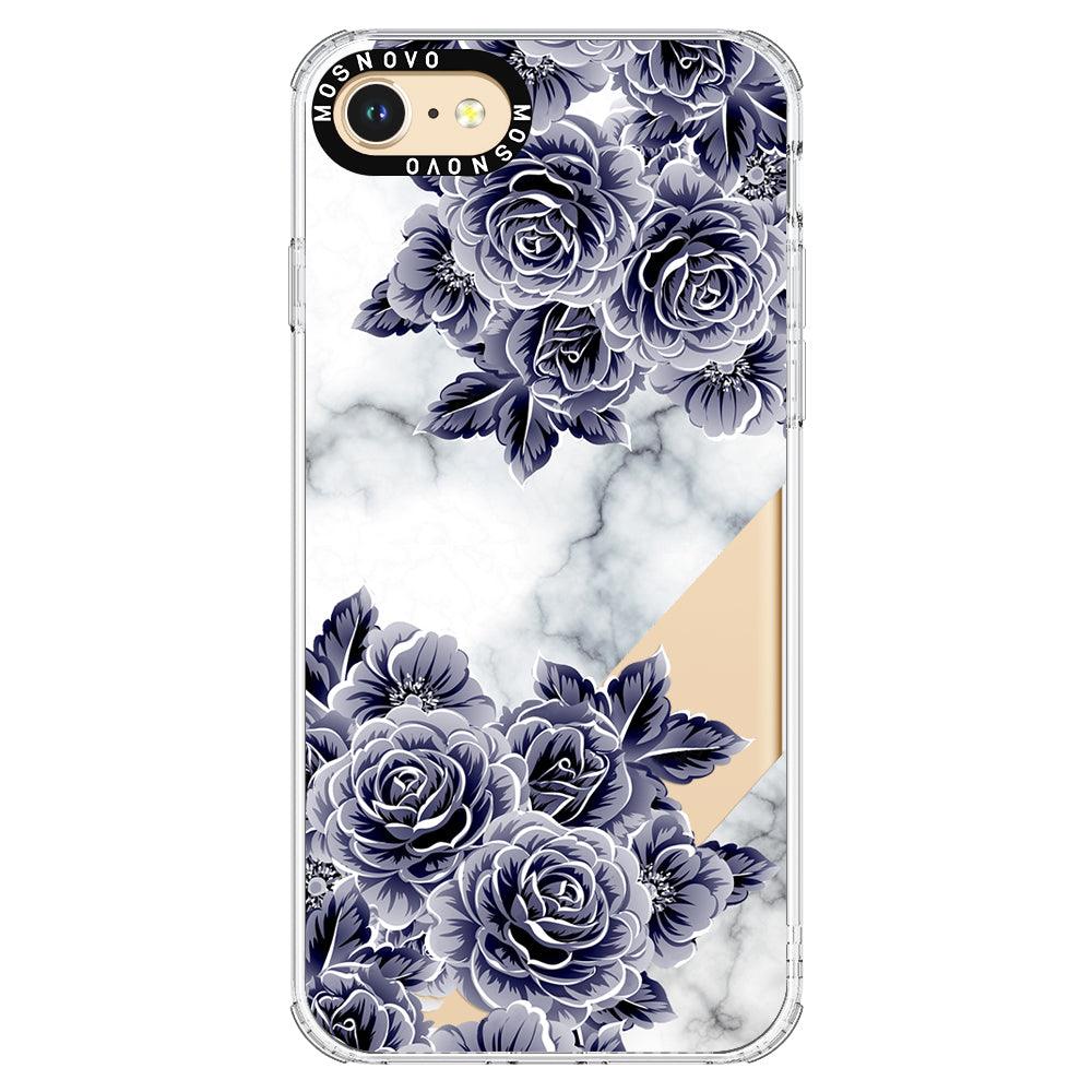 Marble with Purple Flowers Phone Case - iPhone 8 Case - MOSNOVO