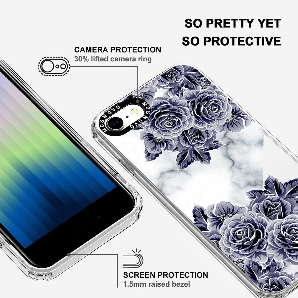 Marble with Purple Flowers Phone Case - iPhone 8 Case - MOSNOVO